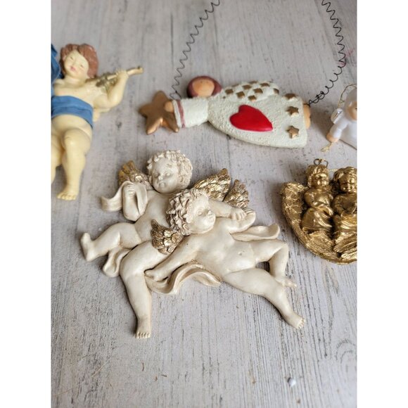 Angelic cherub ornament Xmas religious set Bunny unique - Picture 2 of 9